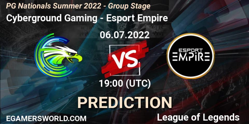 Cyberground Gaming vs Esport Empire: Match Prediction. 06.07.2022 at 19:00, LoL, PG Nationals Summer 2022 - Group Stage