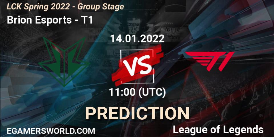 Brion Esports vs T1: Match Prediction. 14.01.2022 at 11:00, LoL, LCK Spring 2022 - Group Stage