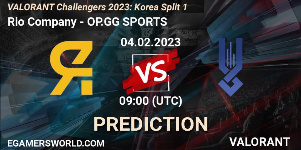 Rio Company vs OP.GG SPORTS: Match Prediction. 04.02.23, VALORANT, VALORANT Challengers 2023: Korea Split 1
