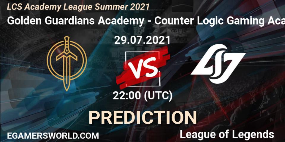 Golden Guardians Academy vs Counter Logic Gaming Academy: Match Prediction. 29.07.2021 at 22:00, LoL, LCS Academy League Summer 2021