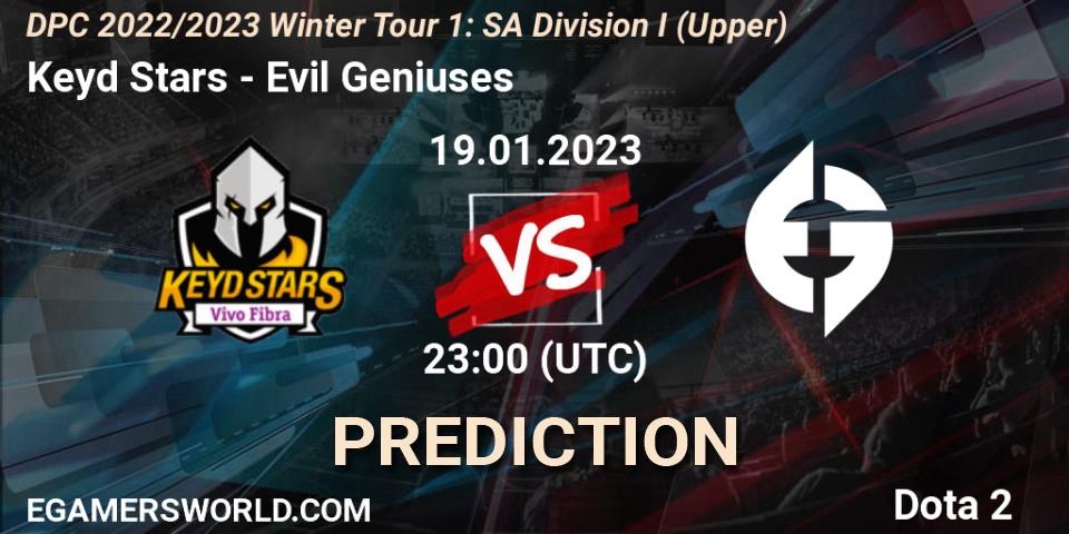 Keyd Stars vs Evil Geniuses: Match Prediction. 19.01.23, Dota 2, DPC 2022/2023 Winter Tour 1: SA Division I (Upper) 