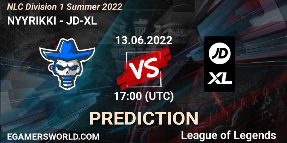 NYYRIKKI vs JD-XL: Match Prediction. 13.06.2022 at 17:00, LoL, NLC Division 1 Summer 2022