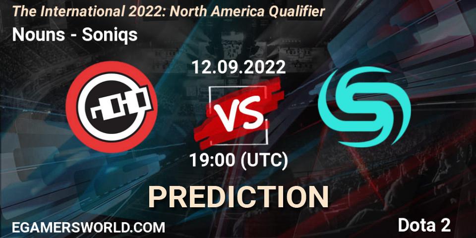 Nouns vs Soniqs: Match Prediction. 12.09.2022 at 19:00, Dota 2, The International 2022: North America Qualifier