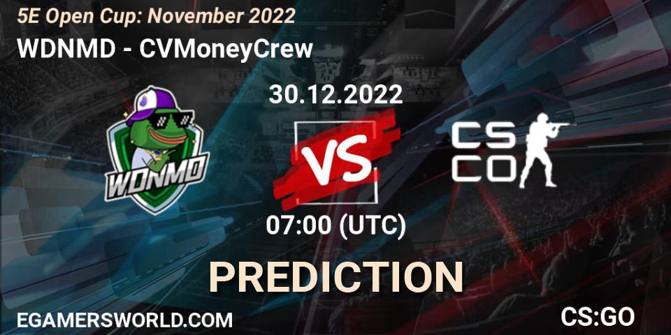 WDNMD vs CVMoneyCrew: Match Prediction. 30.12.2022 at 07:00, Counter-Strike (CS2), 5E Open Cup: November 2022
