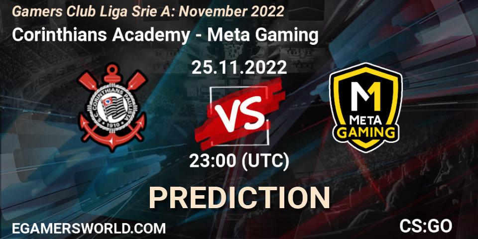 Corinthians Academy vs Meta Gaming Brasil: Match Prediction. 25.11.2022 at 23:00, Counter-Strike (CS2), Gamers Club Liga Série A: November 2022
