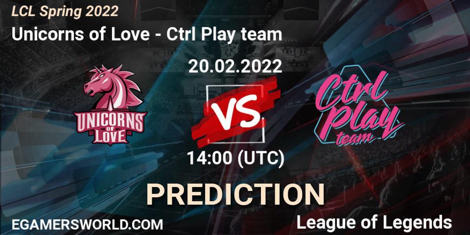 Unicorns of Love vs Ctrl Play team: Match Prediction. 20.02.22, LoL, LCL Spring 2022