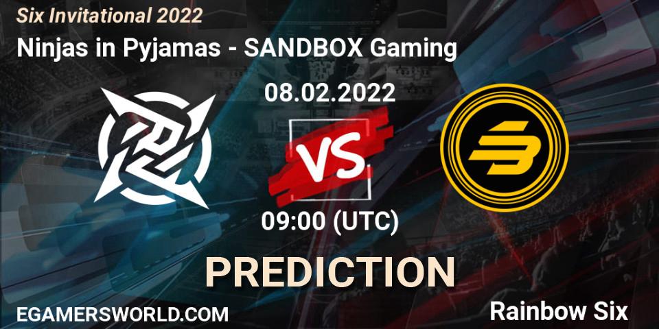 Ninjas in Pyjamas vs SANDBOX Gaming: Match Prediction. 08.02.2022 at 09:00, Rainbow Six, Six Invitational 2022