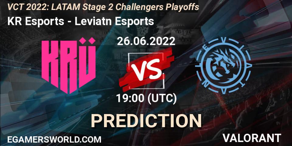 KRÜ Esports vs Leviatán Esports: Match Prediction. 26.06.2022 at 19:00, VALORANT, VCT 2022: LATAM Stage 2 Challengers Playoffs