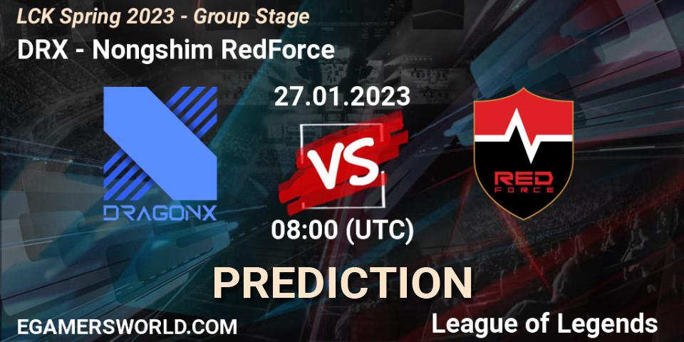 DRX vs Nongshim RedForce: Match Prediction. 27.01.2023 at 08:00, LoL, LCK Spring 2023 - Group Stage