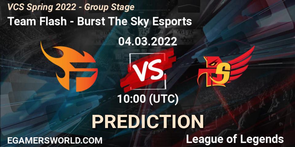 Team Flash vs Burst The Sky Esports: Match Prediction. 04.03.2022 at 10:00, LoL, VCS Spring 2022 - Group Stage 