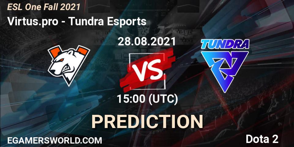 Virtus.pro vs Tundra Esports: Match Prediction. 28.08.2021 at 14:55, Dota 2, ESL One Fall 2021