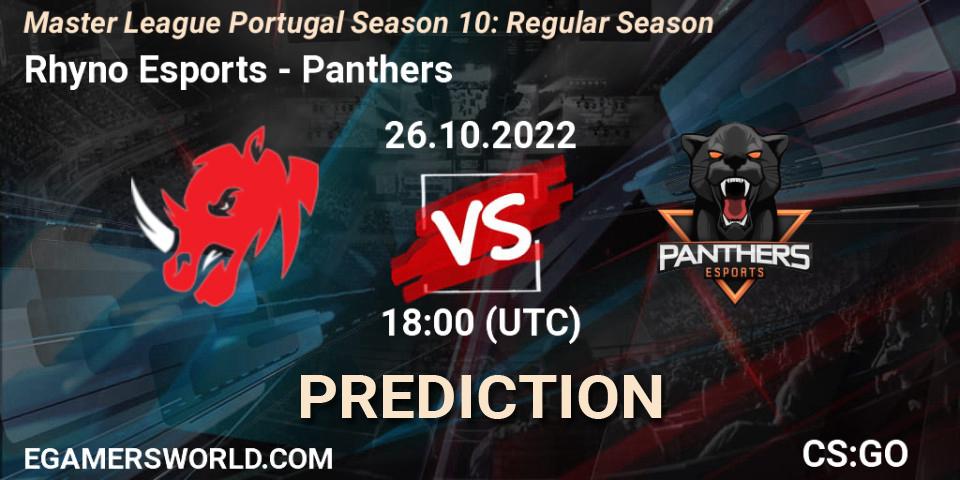 Rhyno Esports vs Panthers: Match Prediction. 26.10.2022 at 18:00, Counter-Strike (CS2), Master League Portugal Season 10: Regular Season