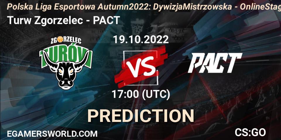 Turów Zgorzelec vs PACT: Match Prediction. 19.10.22, CS2 (CS:GO), Polska Liga Esportowa Autumn 2022: Dywizja Mistrzowska - Online Stage