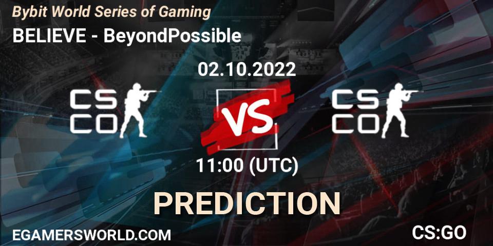 BELIEVE vs BeyondPossible: Match Prediction. 02.10.2022 at 11:00, Counter-Strike (CS2), Bybit World Series of Gaming