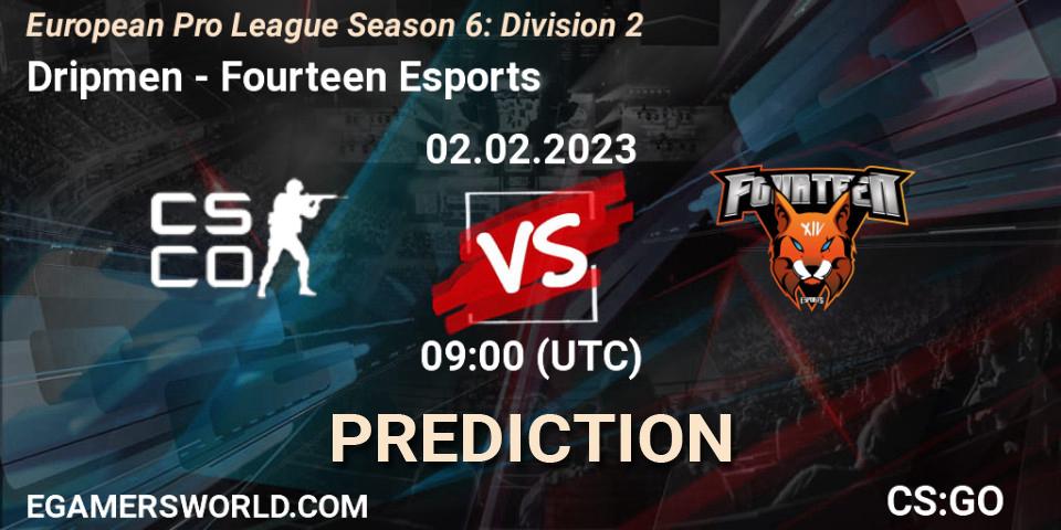 Dripmen vs Fourteen Esports: Match Prediction. 02.02.23, CS2 (CS:GO), European Pro League Season 6: Division 2