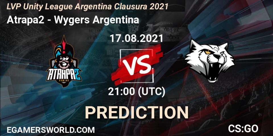 Atrapa2 vs Wygers Argentina: Match Prediction. 24.08.21, CS2 (CS:GO), LVP Unity League Argentina Clausura 2021