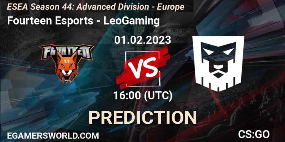 Fourteen Esports vs LeoGaming: Match Prediction. 10.02.2023 at 15:00, Counter-Strike (CS2), ESEA Season 44: Advanced Division - Europe