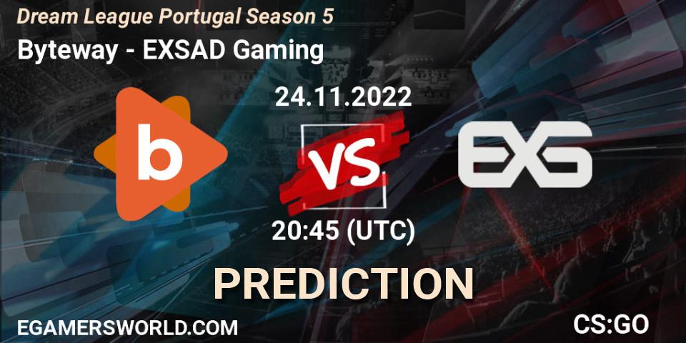 Byteway vs EXSAD Gaming: Match Prediction. 24.11.2022 at 20:45, Counter-Strike (CS2), Dream League Portugal Season 5