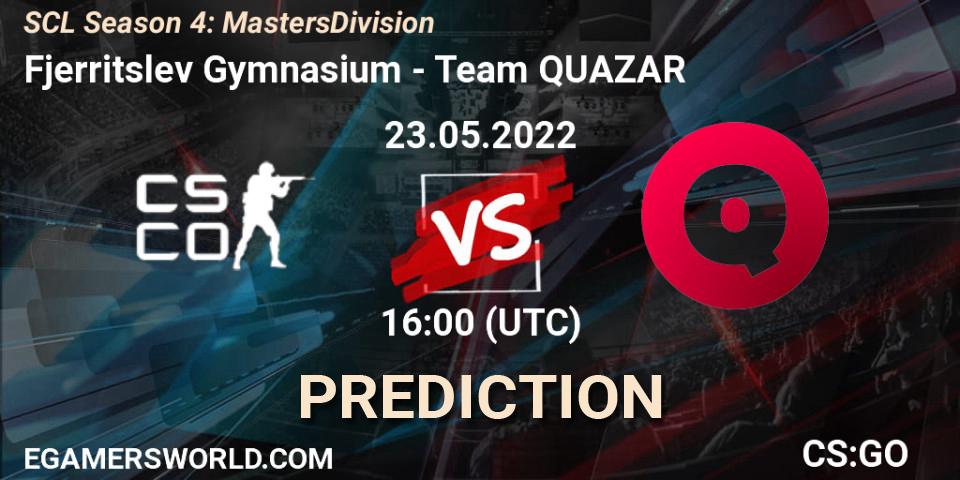 Fjerritslev Gymnasium vs QUAZAR: Match Prediction. 23.05.2022 at 16:00, Counter-Strike (CS2), SCL Season 4: Masters Division