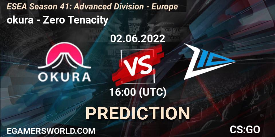 okura vs Zero Tenacity: Match Prediction. 02.06.2022 at 16:00, Counter-Strike (CS2), ESEA Season 41: Advanced Division - Europe
