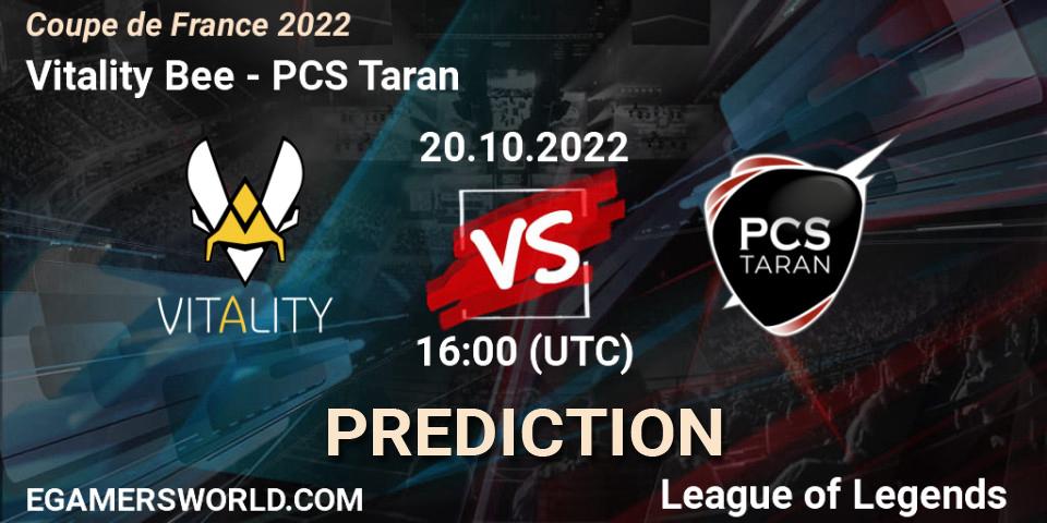 Vitality Bee vs PCS Taran: Match Prediction. 20.10.2022 at 15:20, LoL, Coupe de France 2022