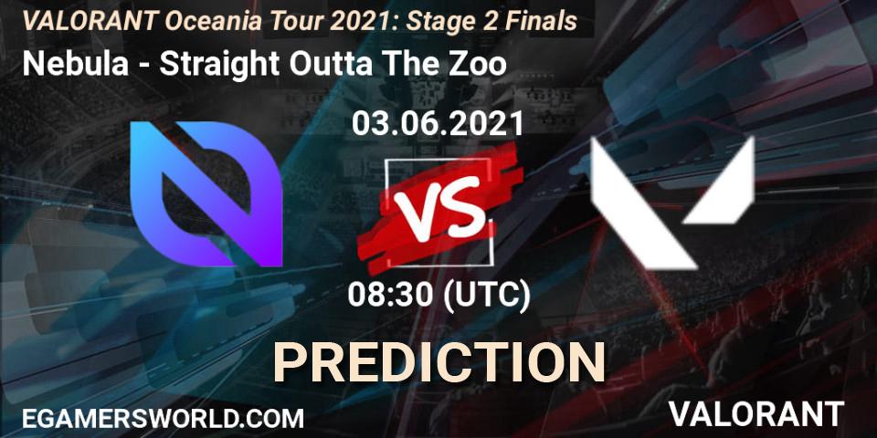 Nebula vs Straight Outta The Zoo: Match Prediction. 03.06.2021 at 08:30, VALORANT, VALORANT Oceania Tour 2021: Stage 2 Finals