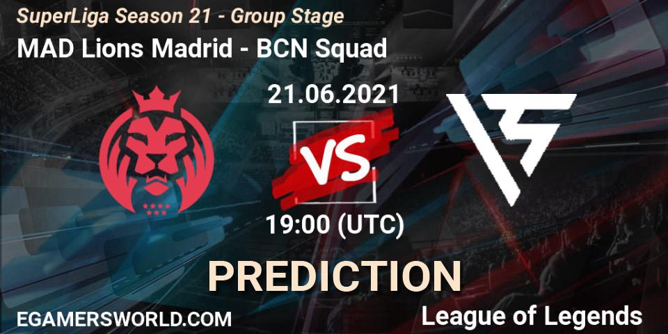 MAD Lions Madrid vs BCN Squad: Match Prediction. 21.06.2021 at 17:00, LoL, SuperLiga Season 21 - Group Stage 