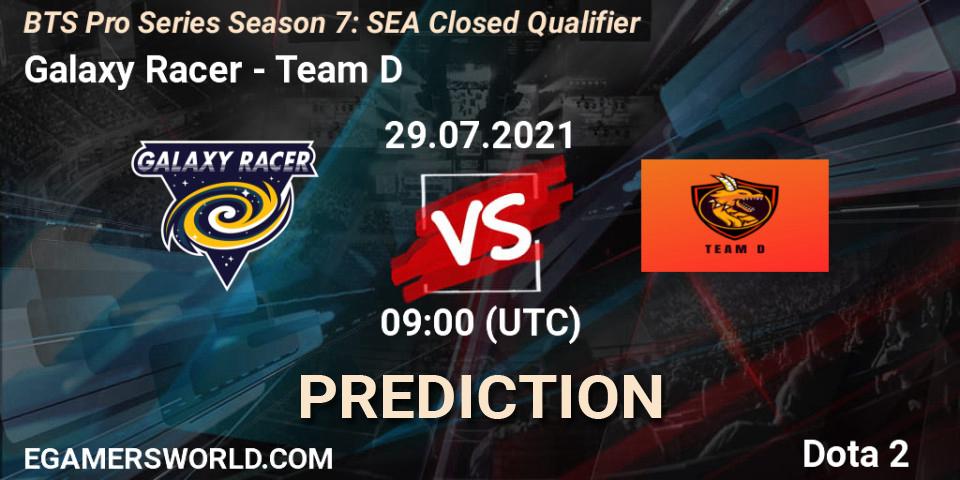 Galaxy Racer vs Team D: Match Prediction. 29.07.2021 at 07:40, Dota 2, BTS Pro Series Season 7: SEA Closed Qualifier