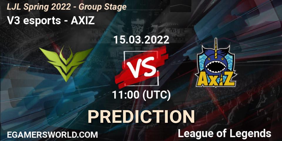 V3 esports vs AXIZ: Match Prediction. 15.03.22, LoL, LJL Spring 2022 - Group Stage