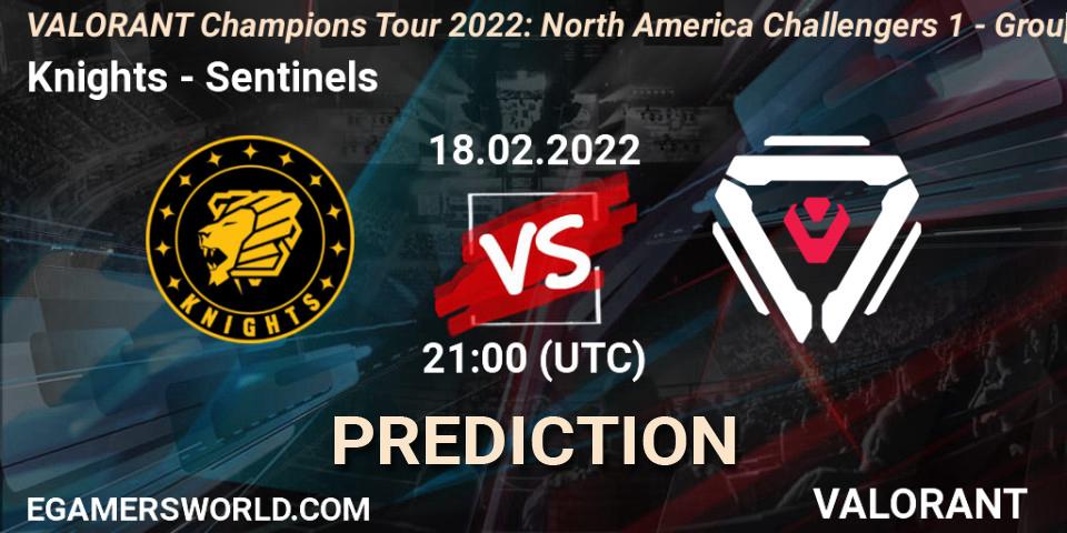 Knights vs Sentinels: Match Prediction. 18.02.2022 at 21:15, VALORANT, VCT 2022: North America Challengers 1 - Group Stage