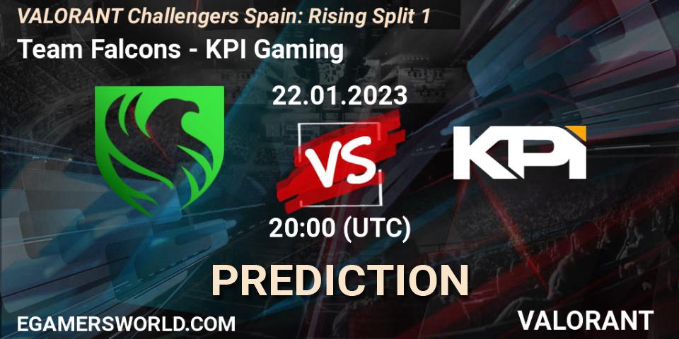 Falcons vs KPI Gaming: Match Prediction. 22.01.2023 at 20:35, VALORANT, VALORANT Challengers 2023 Spain: Rising Split 1