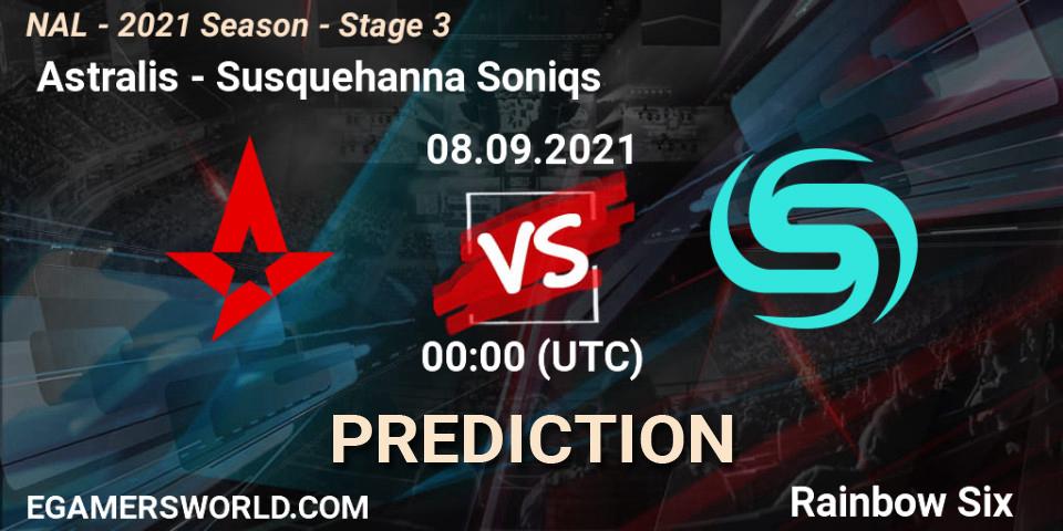  Astralis vs Susquehanna Soniqs: Match Prediction. 08.09.2021 at 00:00, Rainbow Six, NAL - 2021 Season - Stage 3