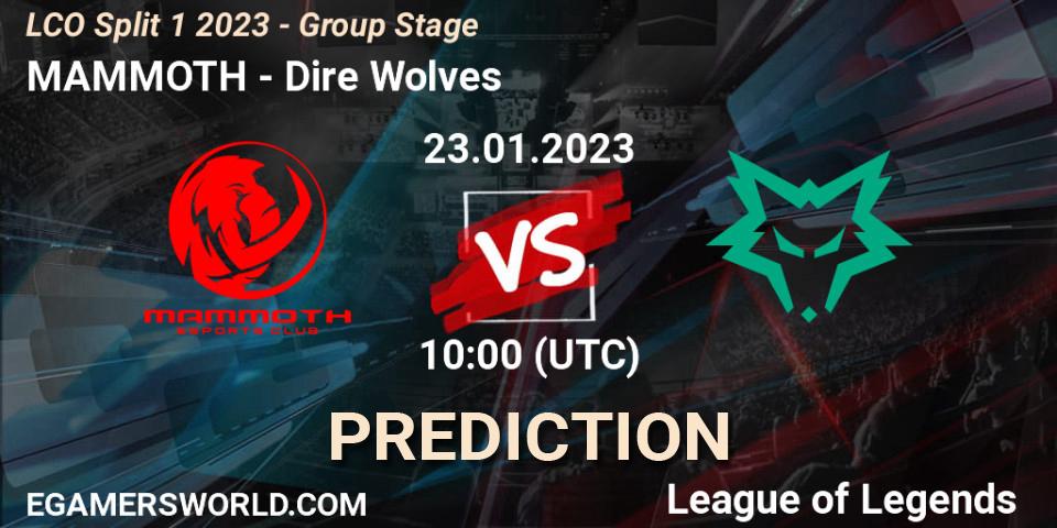 MAMMOTH vs Dire Wolves: Match Prediction. 23.01.2023 at 09:00, LoL, LCO Split 1 2023 - Group Stage