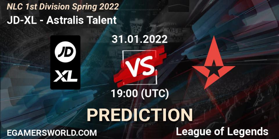 JD-XL vs Astralis Talent: Match Prediction. 31.01.2022 at 20:00, LoL, NLC 1st Division Spring 2022