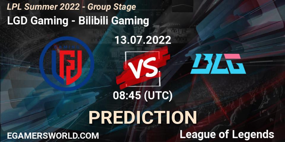 LGD Gaming vs Bilibili Gaming: Match Prediction. 13.07.22, LoL, LPL Summer 2022 - Group Stage
