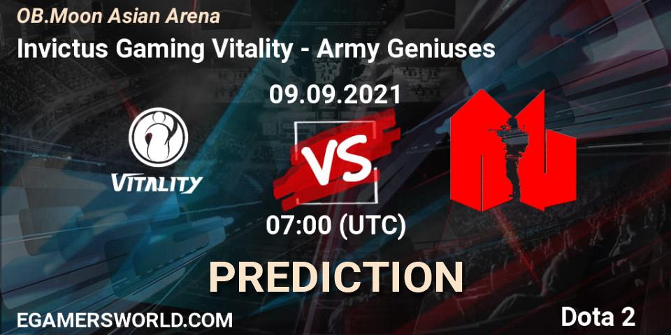 Invictus Gaming Vitality vs Army Geniuses: Match Prediction. 09.09.2021 at 07:12, Dota 2, OB.Moon Asian Arena