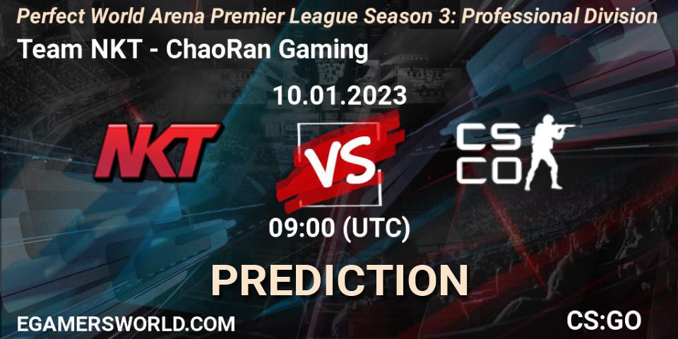 Team NKT vs ChaoRan Gaming: Match Prediction. 13.01.2023 at 09:00, Counter-Strike (CS2), Perfect World Arena Premier League Season 3: Professional Division