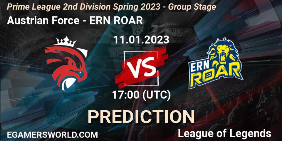 Austrian Force vs ERN ROAR: Match Prediction. 11.01.2023 at 17:00, LoL, Prime League 2nd Division Spring 2023 - Group Stage
