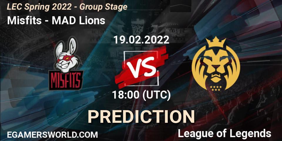 Misfits vs MAD Lions: Match Prediction. 19.02.2022 at 18:00, LoL, LEC Spring 2022 - Group Stage