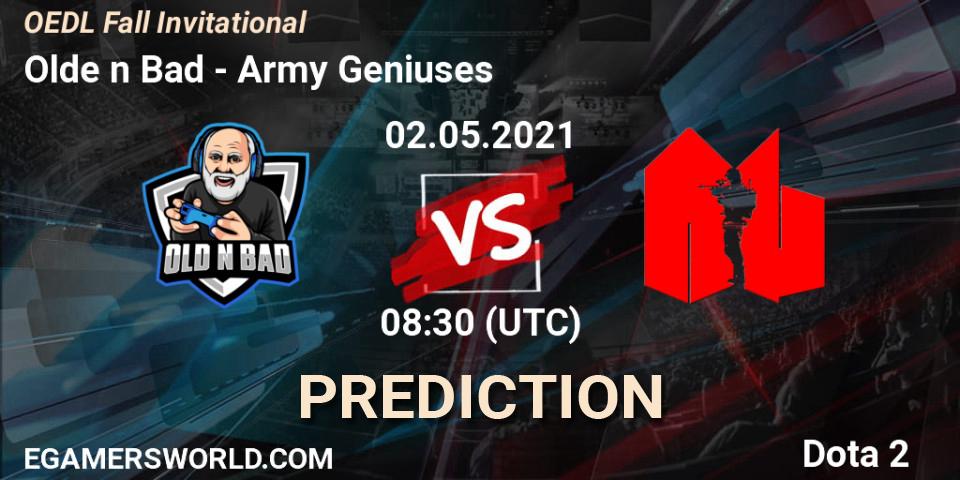 Olde n Bad vs Army Geniuses: Match Prediction. 02.05.2021 at 08:57, Dota 2, OEDL Fall Invitational