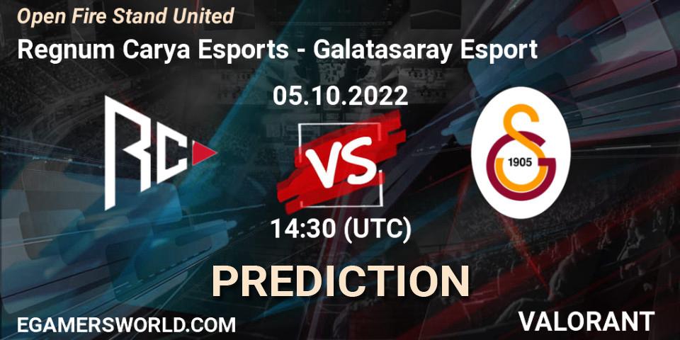 Regnum Carya Esports vs Galatasaray Esport: Match Prediction. 05.10.2022 at 14:30, VALORANT, Open Fire Stand United