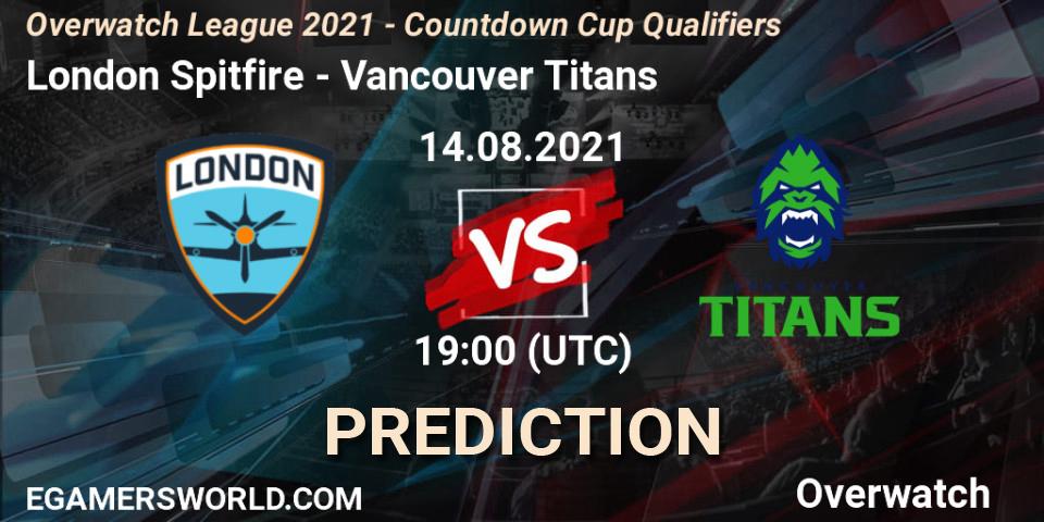 London Spitfire vs Vancouver Titans: Match Prediction. 14.08.21, Overwatch, Overwatch League 2021 - Countdown Cup Qualifiers