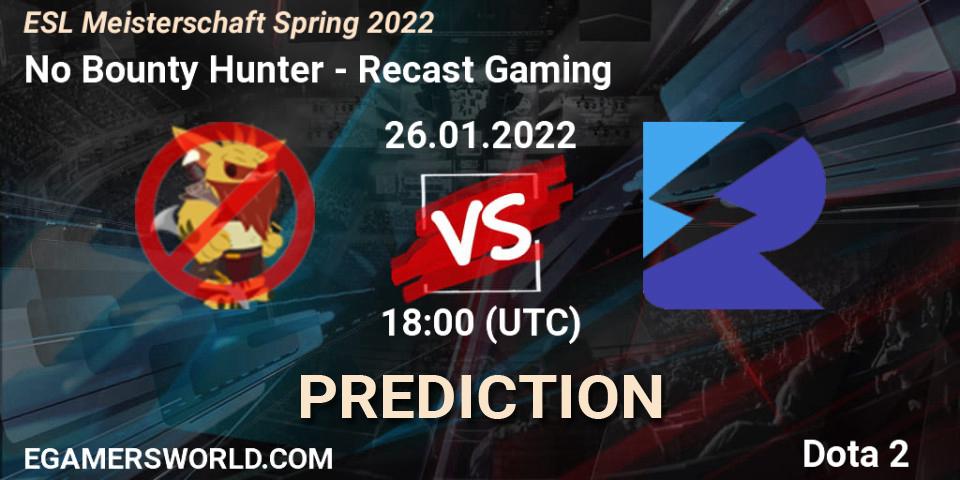 No Bounty Hunter vs Recast Gaming: Match Prediction. 26.01.2022 at 18:07, Dota 2, ESL Meisterschaft Spring 2022