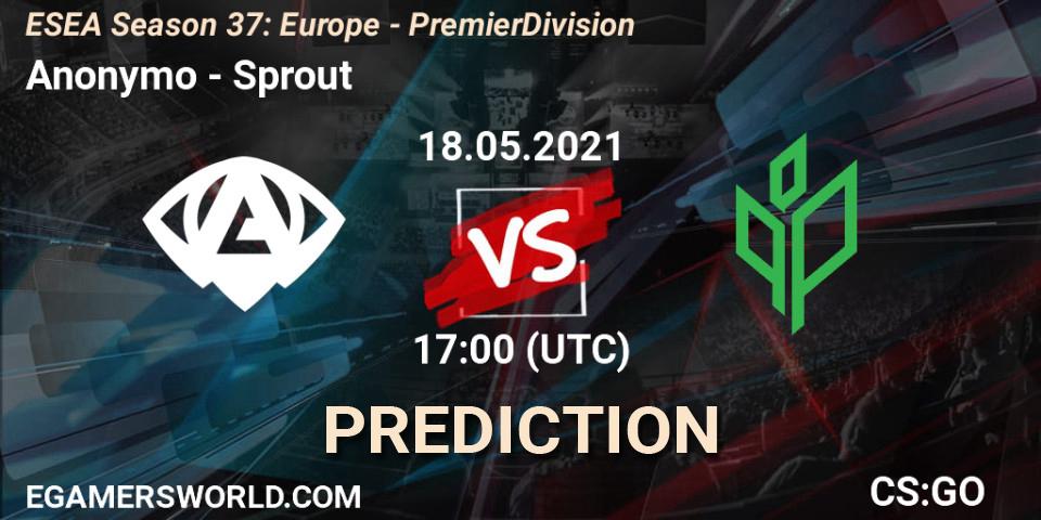 Anonymo vs Sprout: Match Prediction. 10.06.2021 at 14:00, Counter-Strike (CS2), ESEA Season 37: Europe - Premier Division