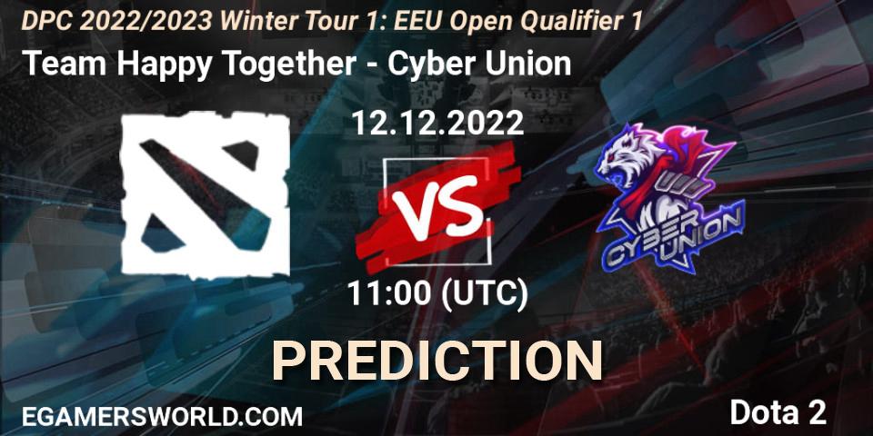 Team Happy Together vs Cyber Union: Match Prediction. 12.12.2022 at 11:09, Dota 2, DPC 2022/2023 Winter Tour 1: EEU Open Qualifier 1
