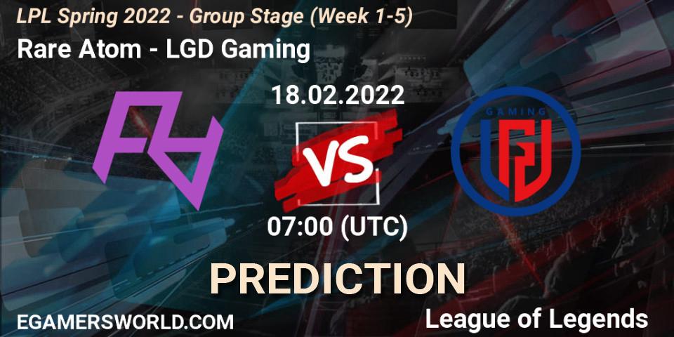 Rare Atom vs LGD Gaming: Match Prediction. 18.02.22, LoL, LPL Spring 2022 - Group Stage (Week 1-5)