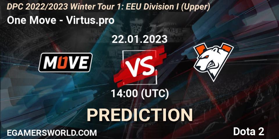 One Move vs Virtus.pro: Match Prediction. 22.01.23, Dota 2, DPC 2022/2023 Winter Tour 1: EEU Division I (Upper)