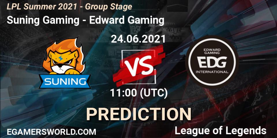 Suning Gaming vs Edward Gaming: Match Prediction. 24.06.2021 at 11:00, LoL, LPL Summer 2021 - Group Stage