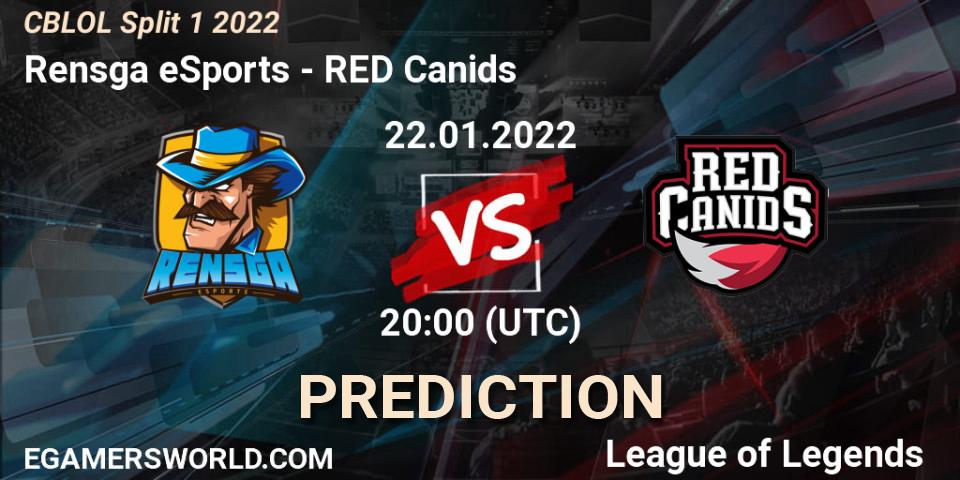 Rensga eSports vs RED Canids: Match Prediction. 22.01.2022 at 20:45, LoL, CBLOL Split 1 2022
