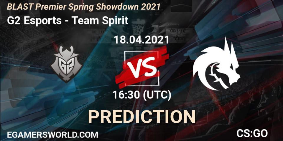 G2 Esports vs Team Spirit: Match Prediction. 18.04.2021 at 13:30, Counter-Strike (CS2), BLAST Premier Spring Showdown 2021